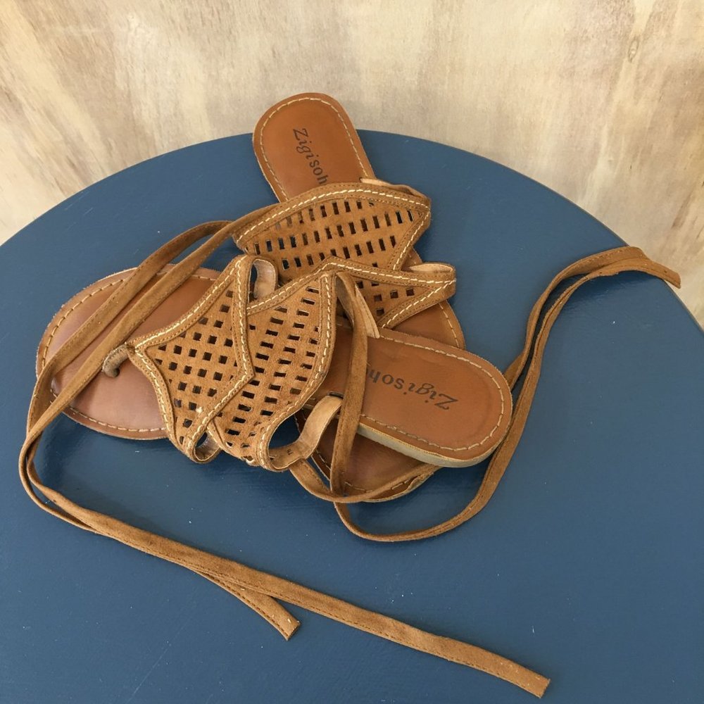 Faux Leather Tie Sandals